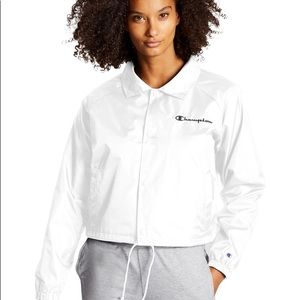 Cropped white champion windbreaker